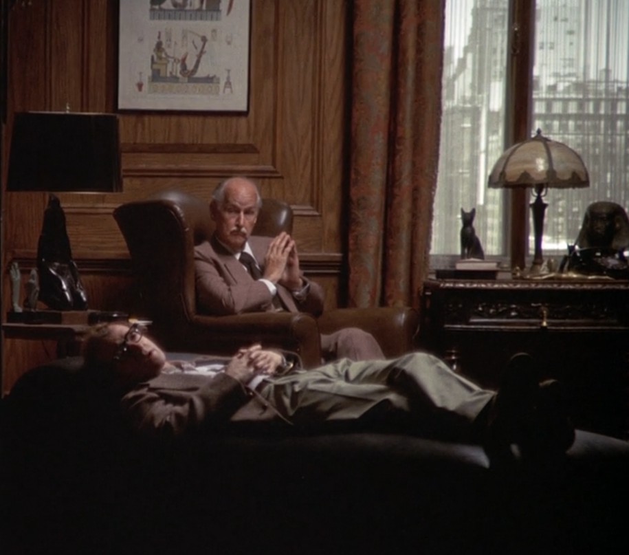 Alvy Singer (Woody Allen) in the psychiatrist's chair, in the film Annie Hall.png
